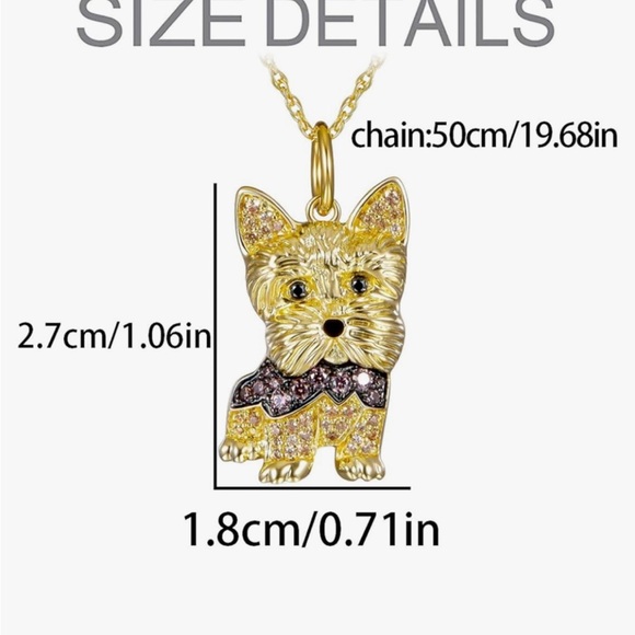 Gold Yorkshire Dog Pendant Necklace - Picture 2 of 2